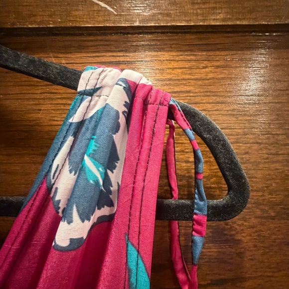 Lildy Large XL Floral Midi sun Dress Pink Orange Hawaiian tropical coverup beach - Picture 7 of 9